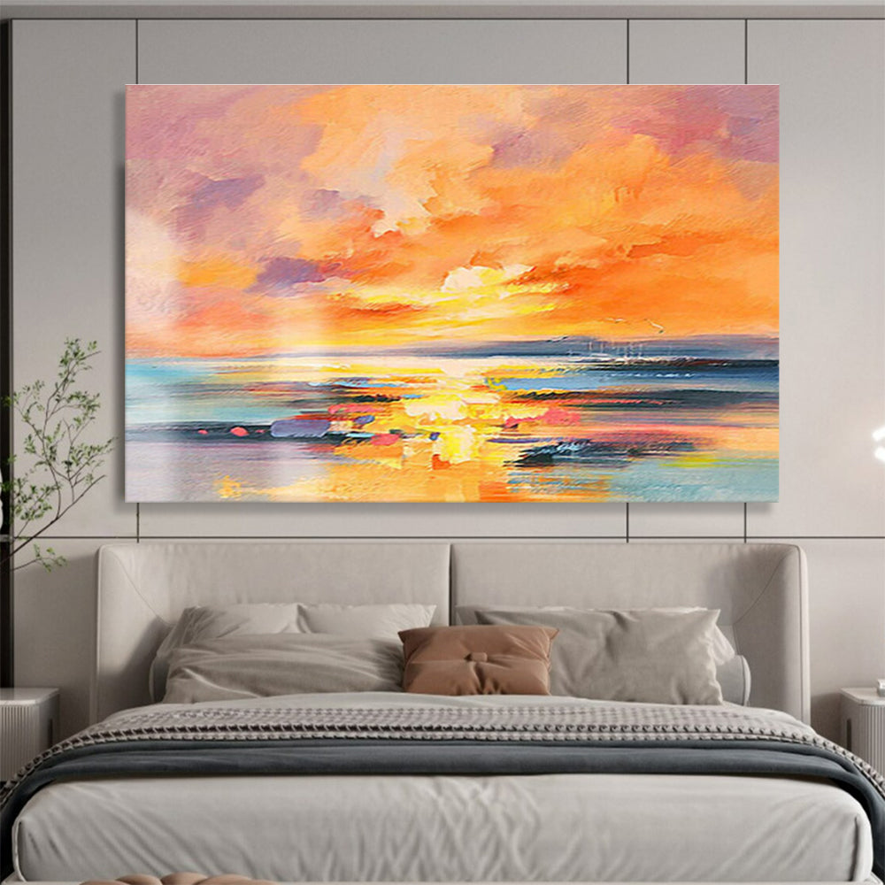 “Vibrant Sunset Seas” - Impressionistic Landscape Painting On Canvas DKS419