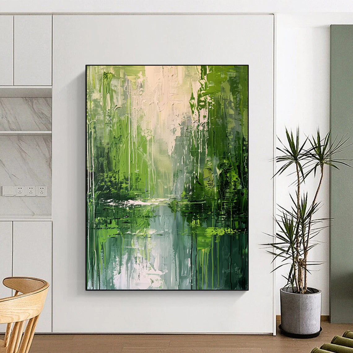 “Green - Blue Forest Reflection” - Impressionistic Landscape Painting On Canvas DS002