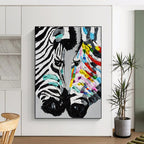 “Colorful Zebra Portrait” - Abstract, Vibrant - Styled Painting On Canvas PT1545
