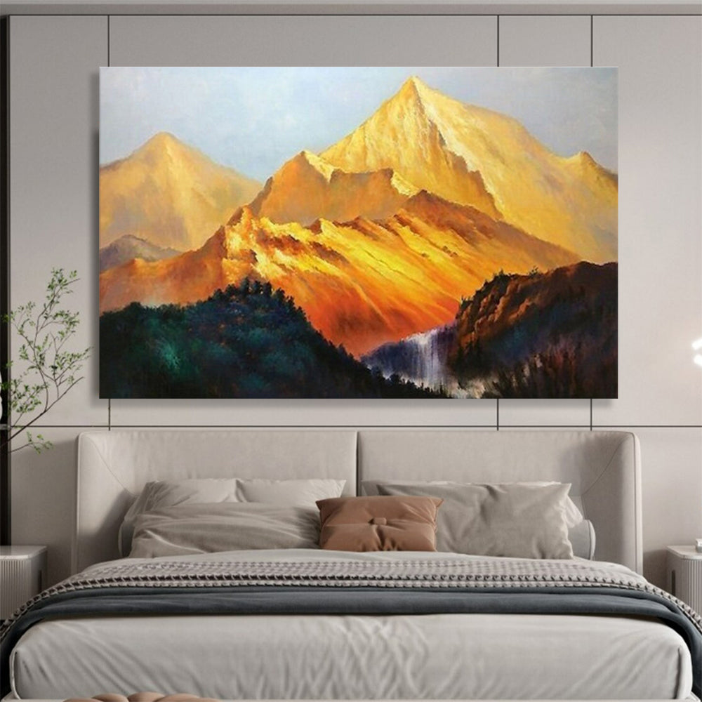 “Golden Peaks” - Realistic Landscape Painting On Canvas DKS433