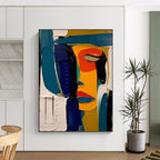 Color - Blocked Abstract Face, Picasso - Style Cubism, Portrait Painting On Canvas PT2125