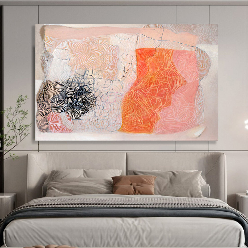 Pastel & Black Abstract Fusion Painting On Canvas DKS052