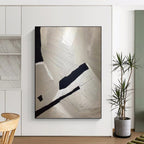 “White - Black Textured Abstract” - Textured Abstract Painting On Canvas PT1241