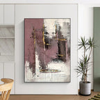 “Purple - Gold Abstract Textured Layers” - Opulent Abstract Painting On Canvas PS0366