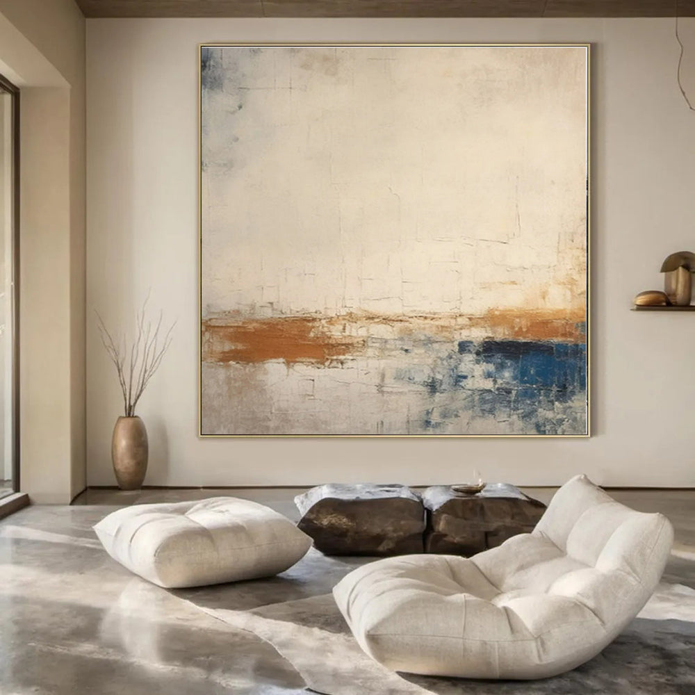 Beige, Blue, Brown, Orange with Abstract Simplicity "Simple Beauty" Abstract Painting On Canvas PS1343