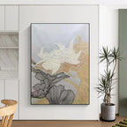 “Line - Detailed Floral Abstract” - Contemporary Floral Painting On Canvas PT1958