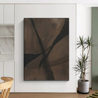 “Brown - Black Curved Crossings” - Abstract Expressionist Painting On Canvas PT1159
