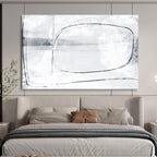 “Minimalist Black and White Line Abstract” - Delicate Abstract Painting On Canvas PT140