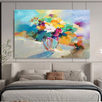 “Colorful Flower Vase” - Impressionistic Still - Life Painting On Canvas PT191