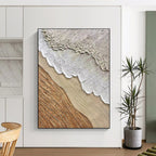 “Neutral Textured Layers” - Beige, White, Brown Abstract Impasto Painting On Canvas PS0721