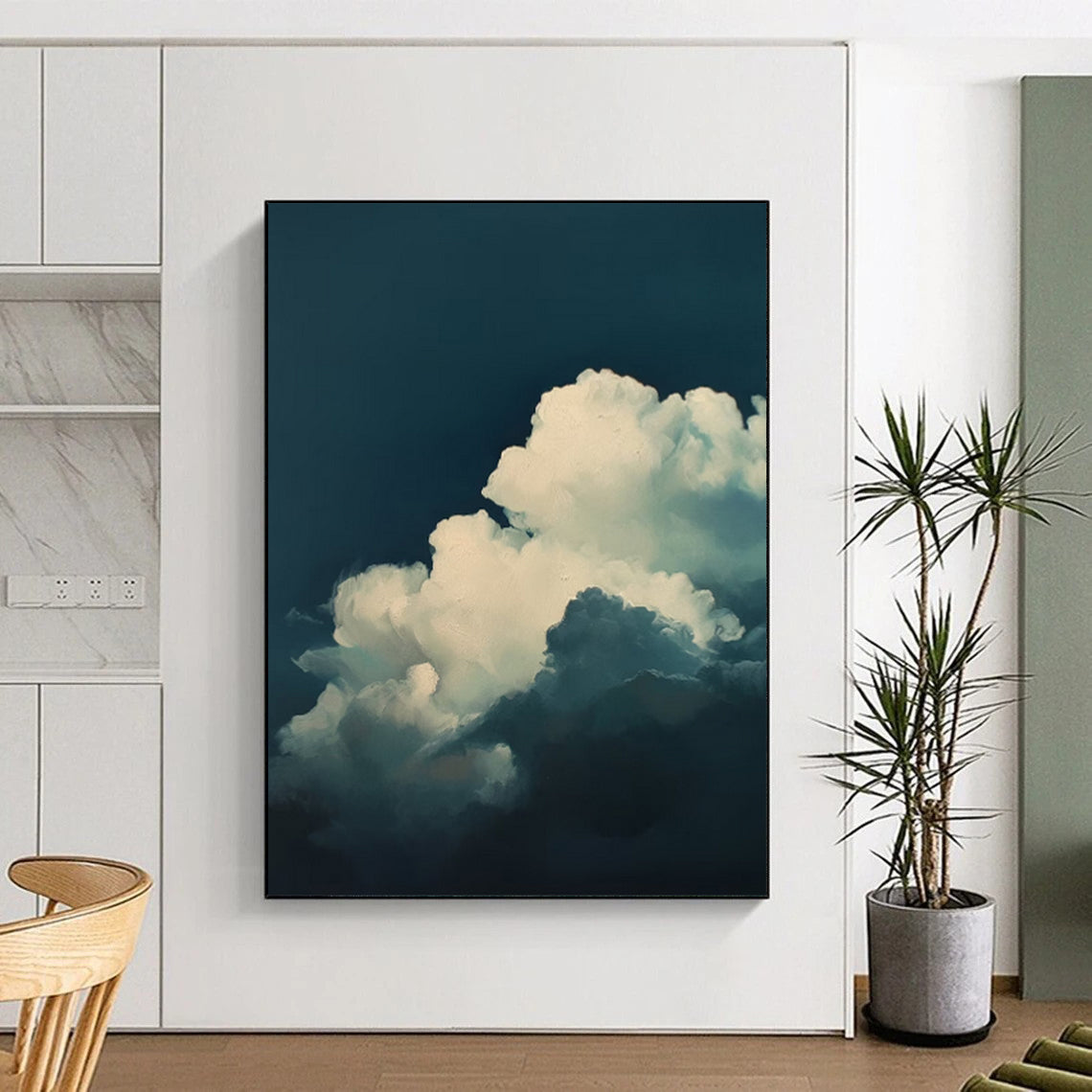 “Blue - White Serene Clouds” - Impressionistic Sky Painting On Canvas DS015