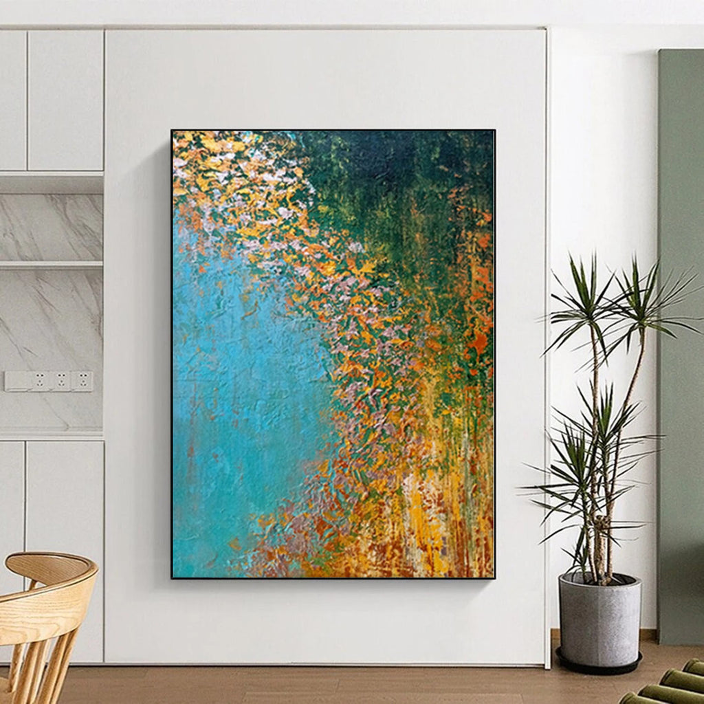 “Golden River Abstract” - Landscape Abstract Painting On Canvas PS0067