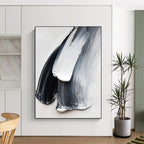 “Black, White & Gray Textured Strokes” - Abstract, Tactile - Styled Painting On Canvas PT1676