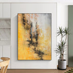 “Sunny Yellow Abstract” - Cheerful Abstract Painting On Canvas PS0041