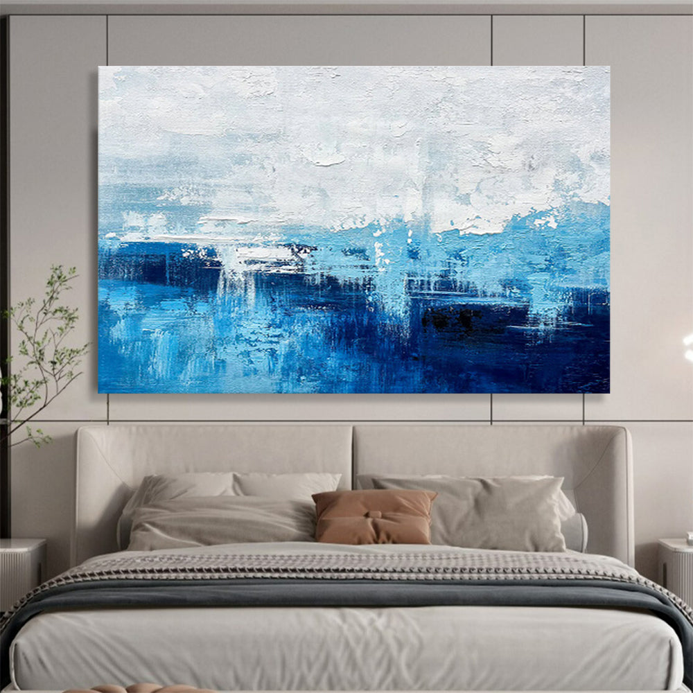 “Blue - White Abstract Seaside” Abstract Painting On Canvas DKS275