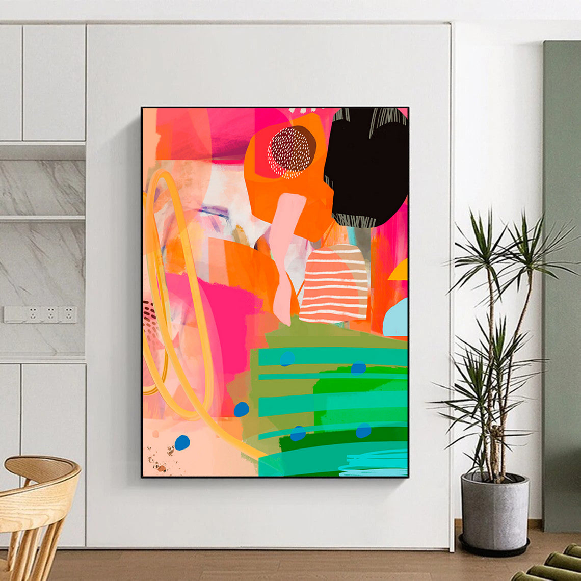 “Colorful Abstract Layered Collage” - Contemporary Abstract Painting On Canvas PT2010