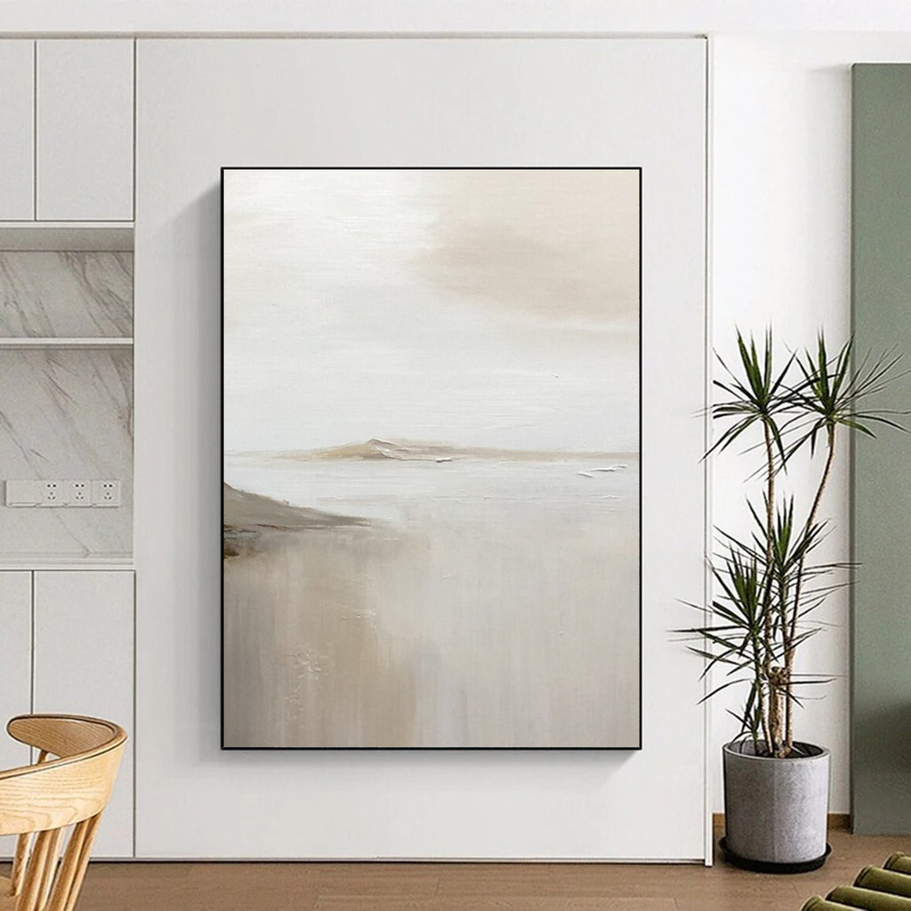 “Soft Neutral Abstract Horizon” - Minimalist Landscape Painting On Canvas DS359