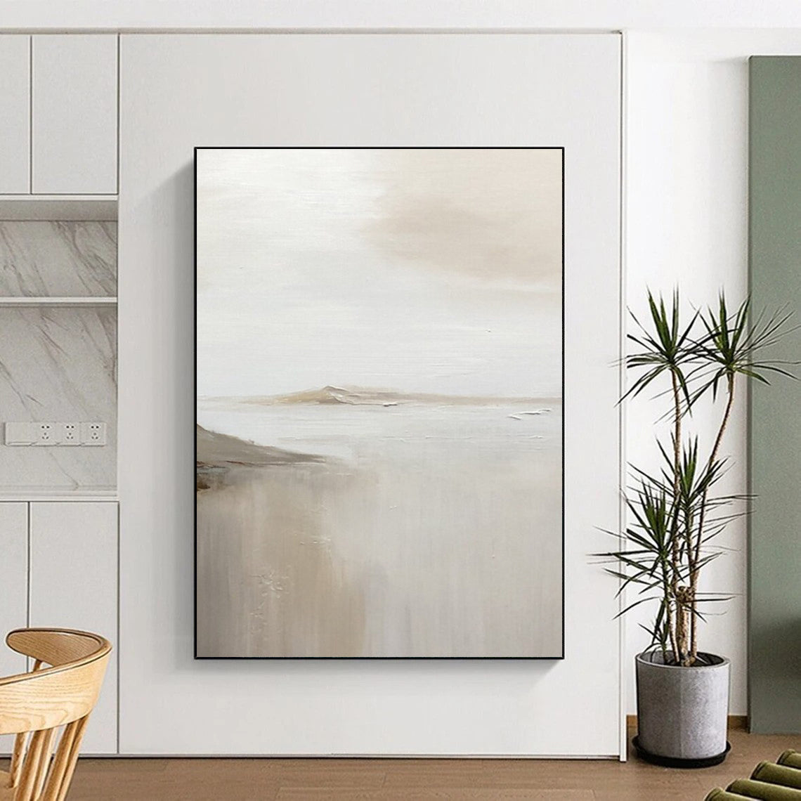 “Soft Neutral Abstract Horizon” - Minimalist Landscape Painting On Canvas DS359