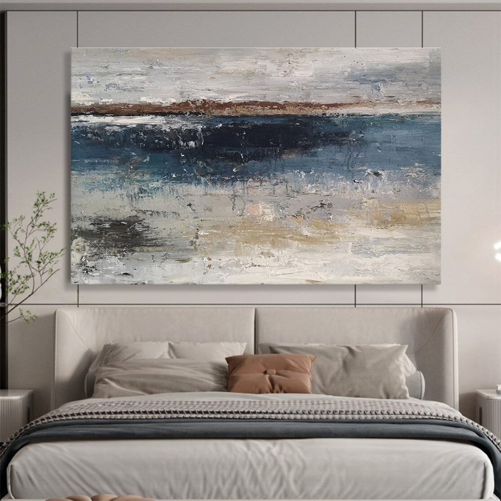 “Blue - Grey Coastal Serenity” Abstract Painting On Canvas DKS288