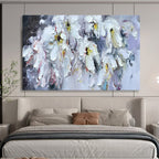 “White Flowers with Colorful Accents” - Impasto Floral - Painting On Canvas PT1763