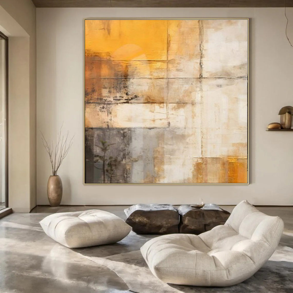 Light Blues, Beiges, and Browns with Subtle Lines "Airy Minimalism" Abstract Geometric Painting On Canvas PS1056