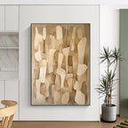 “Beige - Brown Abstract Shapes” - Abstract Geometric Painting On Canvas DS021