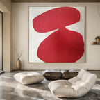 Red and White Organic, "Vibrant Curves" – Organic Abstract Painting On Canvas PS0997