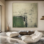 “Green - Gray - Black Abstract” - Industrial Abstract Painting On Canvas PS0168