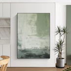 “Green - Gray - White Textured Abstraction” - Green, Gray, White Abstract Painting On Canvas PS0523