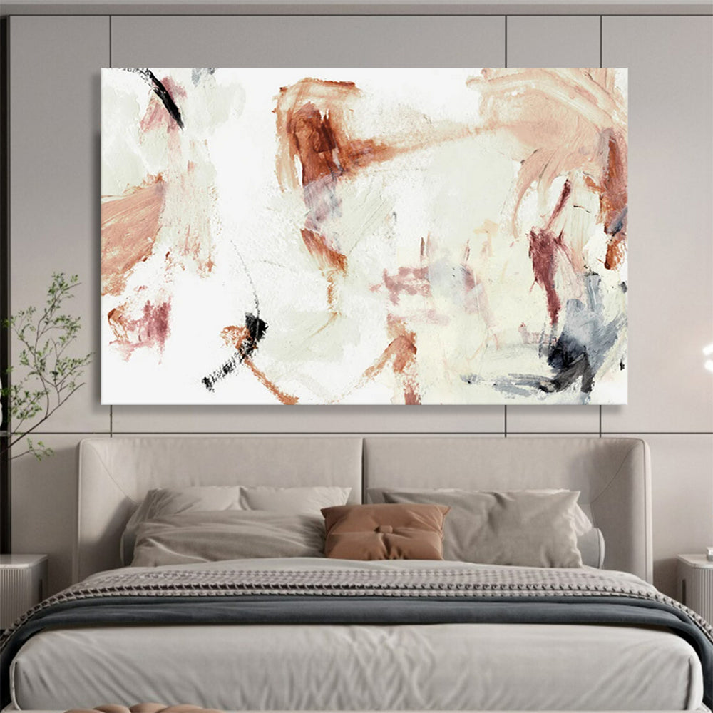 “Blush and Earth Tone Abstract” - Gentle Abstract Painting On Canvas PT145