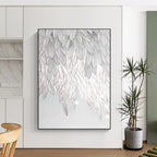 “Silver Feathery Wings” - Realistic - Abstract Painting On Canvas PT2019