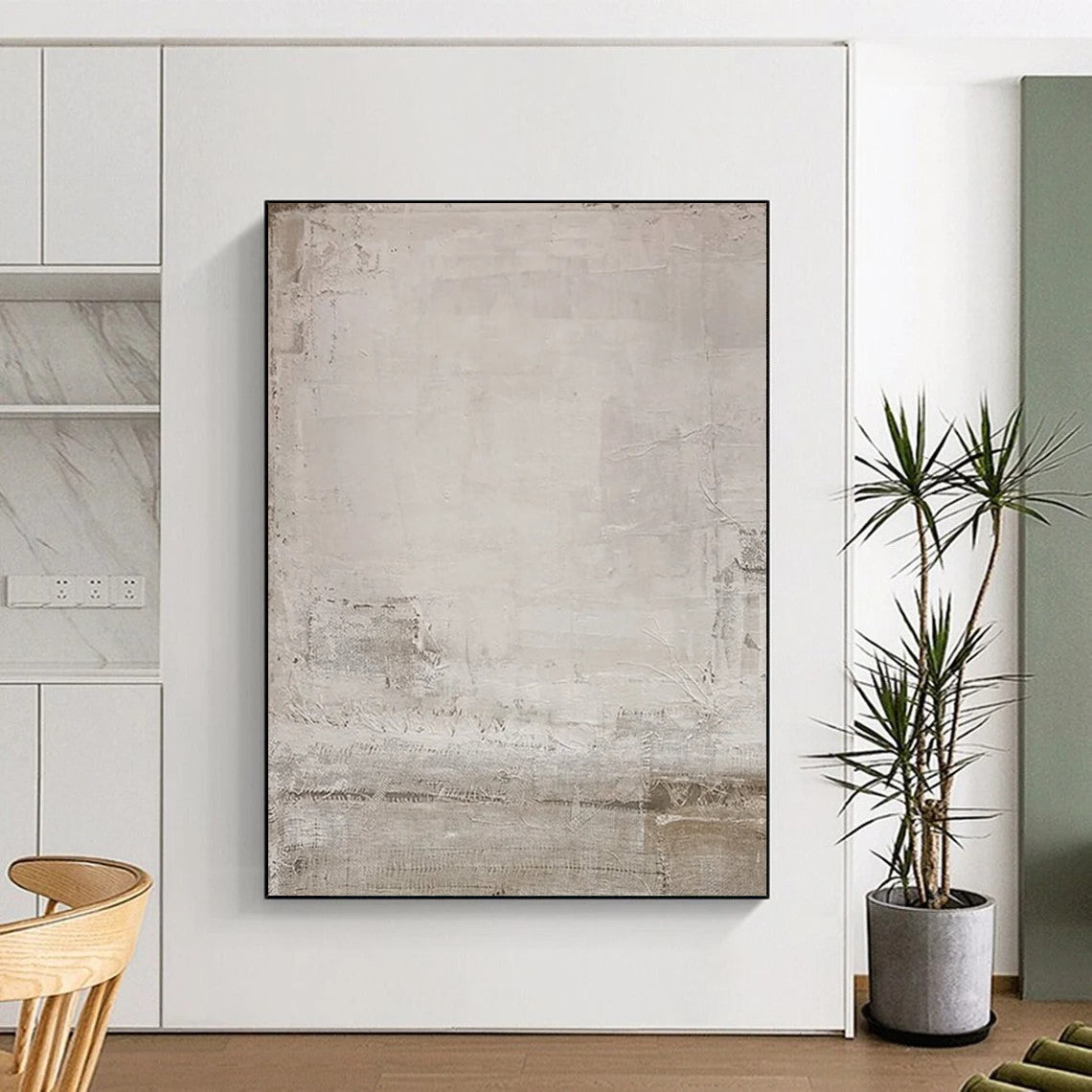 Soft Gray Textured Minimalism Minimalist Abstract Painting On Canvas DS055