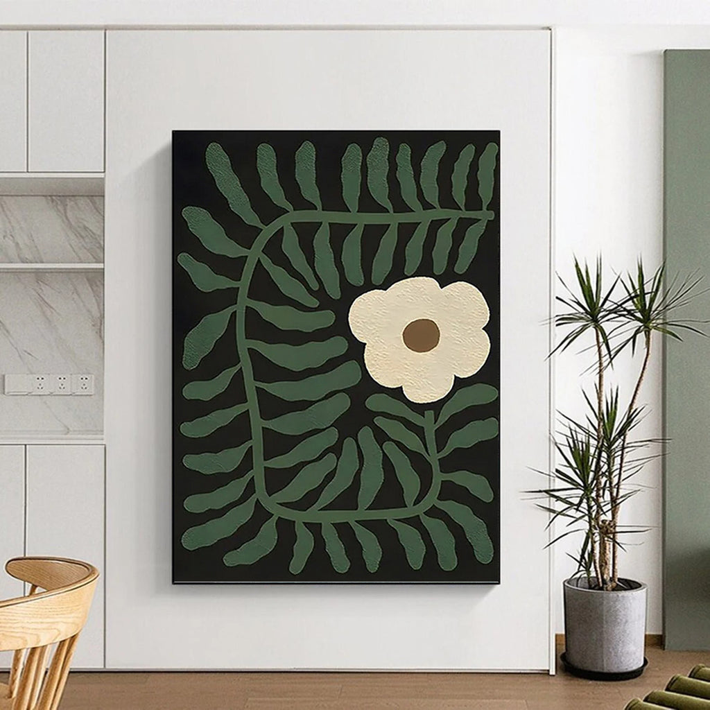 “Green - Black Floral Abstract” - Nature - Inspired Abstract Painting On Canvas PT1115