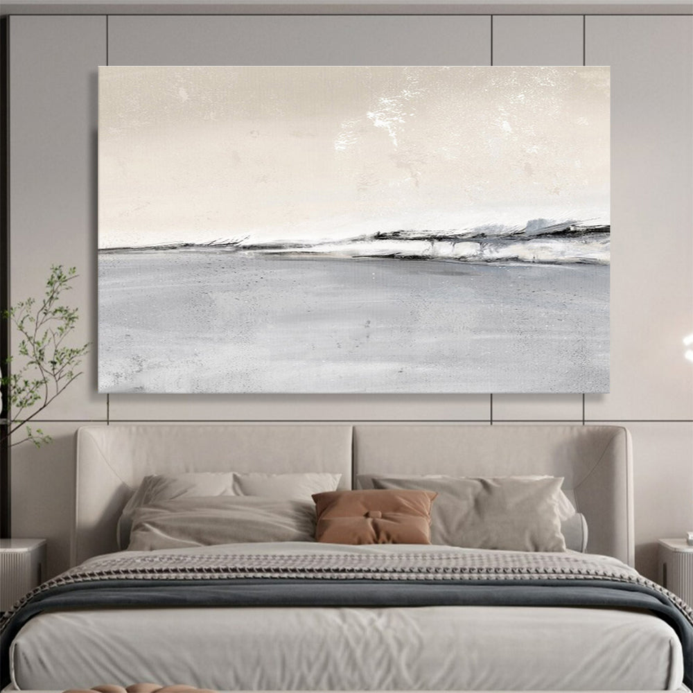 “Monochrome Coastal Horizon” Landscape Painting On Canvas DKS245