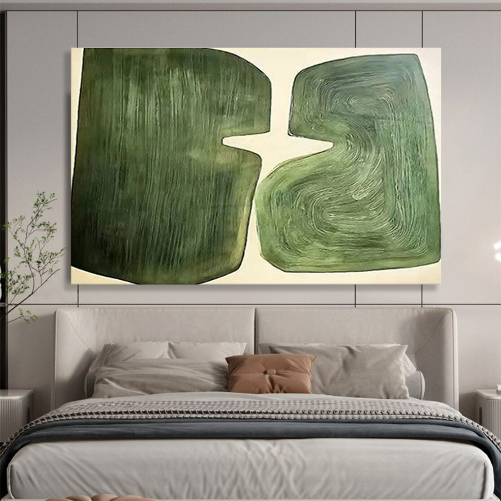 “Green Abstract Shapes” - Abstract Painting On Canvas DKS529