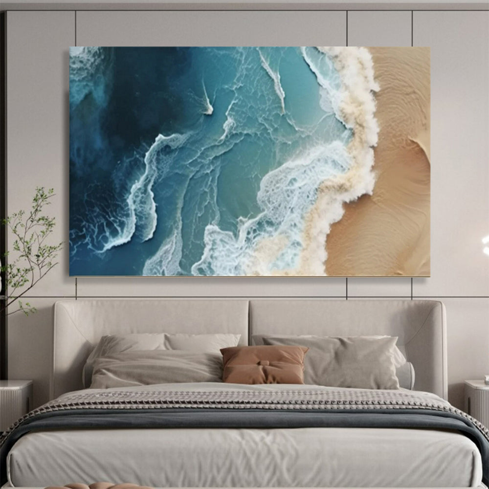 “Aerial - View Ocean Waves” - Photographic - Abstract Painting On Canvas PT1547