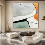 Minimalist Color Block Lines - Simple Shapes with Black Lines Painting On Canvas PS1233