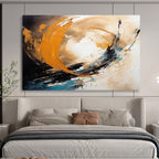 “Dynamic Orange, Black, and Blue Swirls” - Abstract Expressionist Painting On Canvas PT098