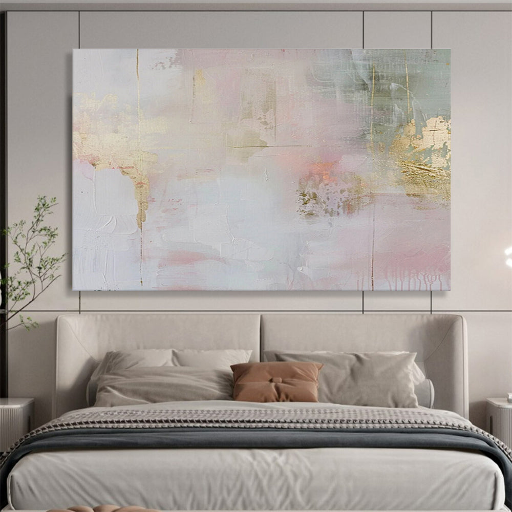 “Gilded Pastel Mix” - Luxe Abstract Painting On Canvas DKS484