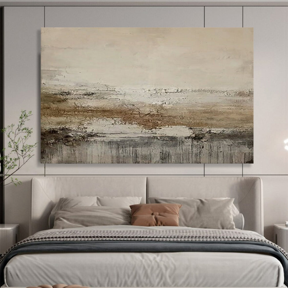 “Neutral Textured Landscape” - Subtle Tones “Serene Horizon” Painting On Canvas PT1628