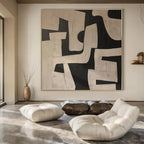 “Black - White Geometric Abstract” - Modern Abstract Painting On Canvas PS0122