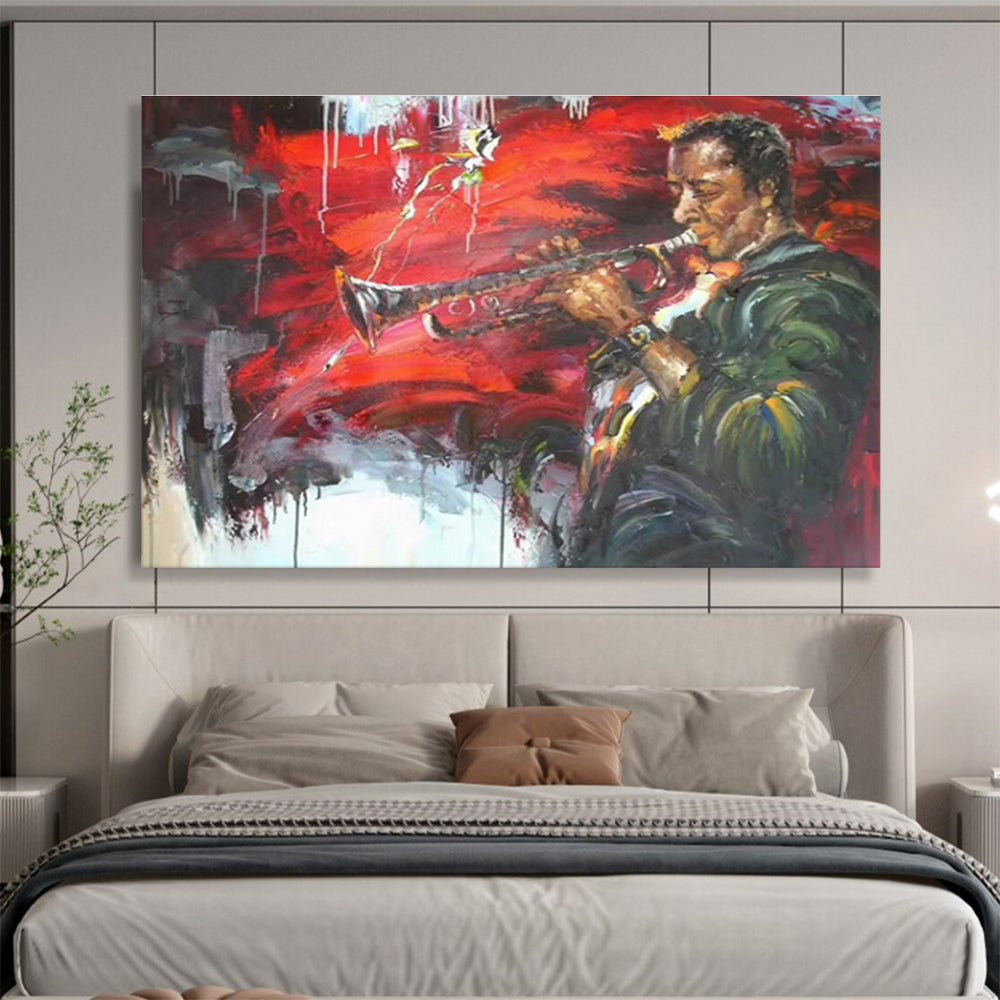 “Jazz Musician Portrait” - Expressive Portrait Painting, Great for Music Room & Urban Loft DKS636