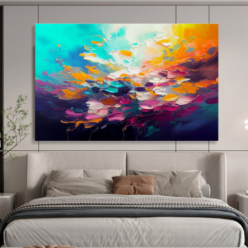 Color - Burst Floral Abstraction - Vivid Impressionistic Painting On Canvas DKS346