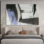 “Black, Gray, and Purple Abstract” - Abstract Ink Painting On Canvas DKS852