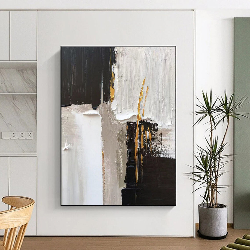 Black, White, Gold Accent Luxe Mix “Gilded Dreams” - Painting On Canvas PS0788
