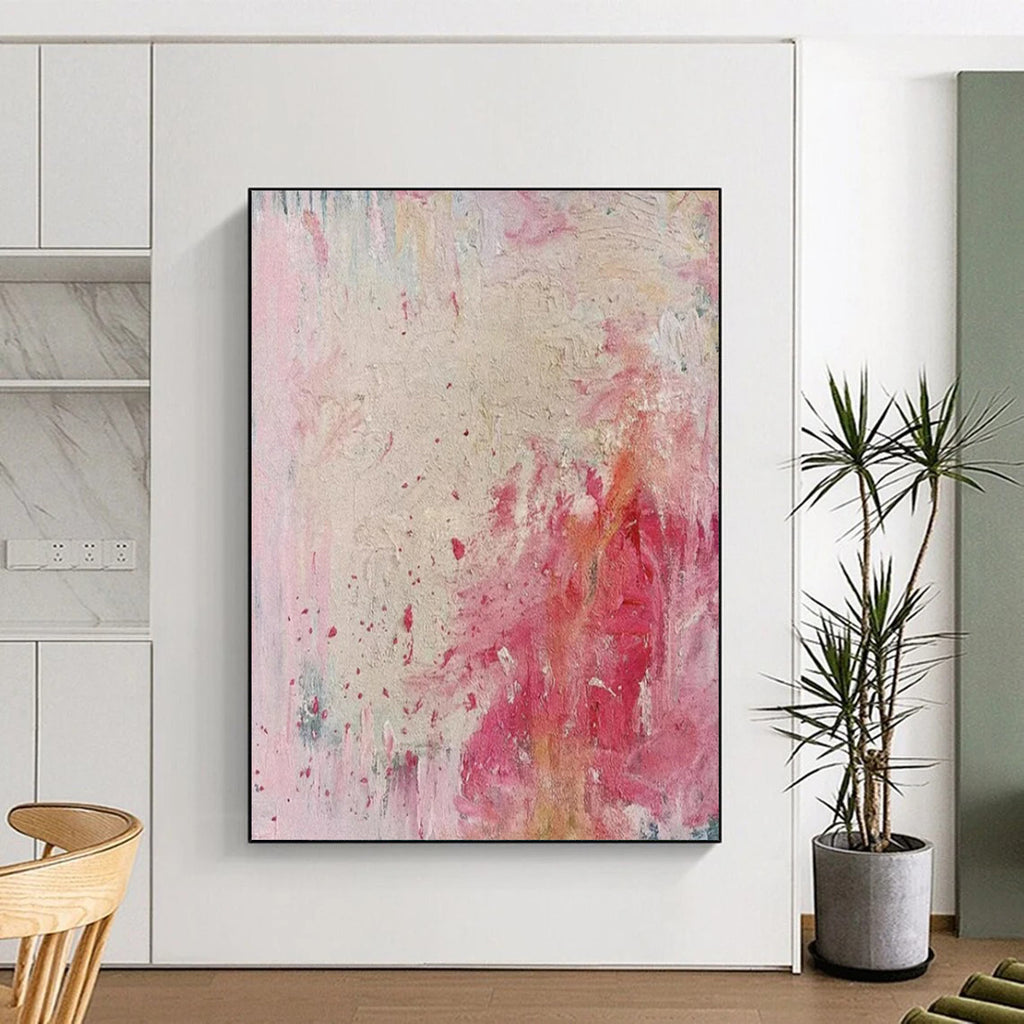 “Pink and Red Abstract” - Expressionist Abstract Painting On Canvas PT2283