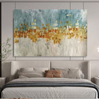 “Blue - Gold Abstract Cityscape” - Abstract Urban Painting On Canvas PT1592