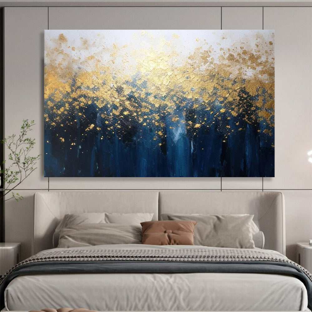 “Gilded Forest in Blues and Golds” - Magical Landscape Painting On Canvas PT048