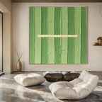 Green Stripes with Figures "Green Paths" Abstract Painting On Canvas PS1356