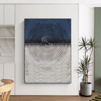“Blue - Gray Concentric Circles” - Abstract Geometric Painting On Canvas PS0424